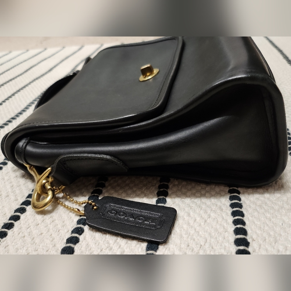 Vintage Coach Court Turnlock 9870 Leather Bag Black - Picture 7 of 13